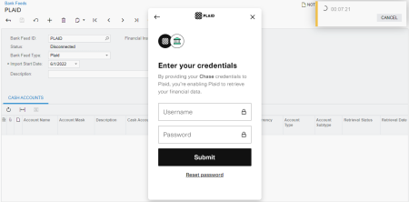 Entering Plaid user credentials