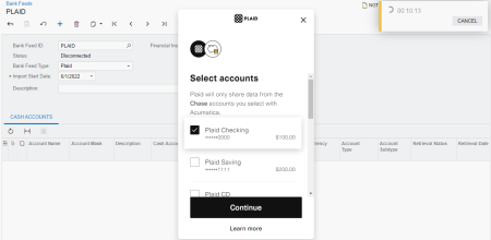 Selecting accounts in Plaid