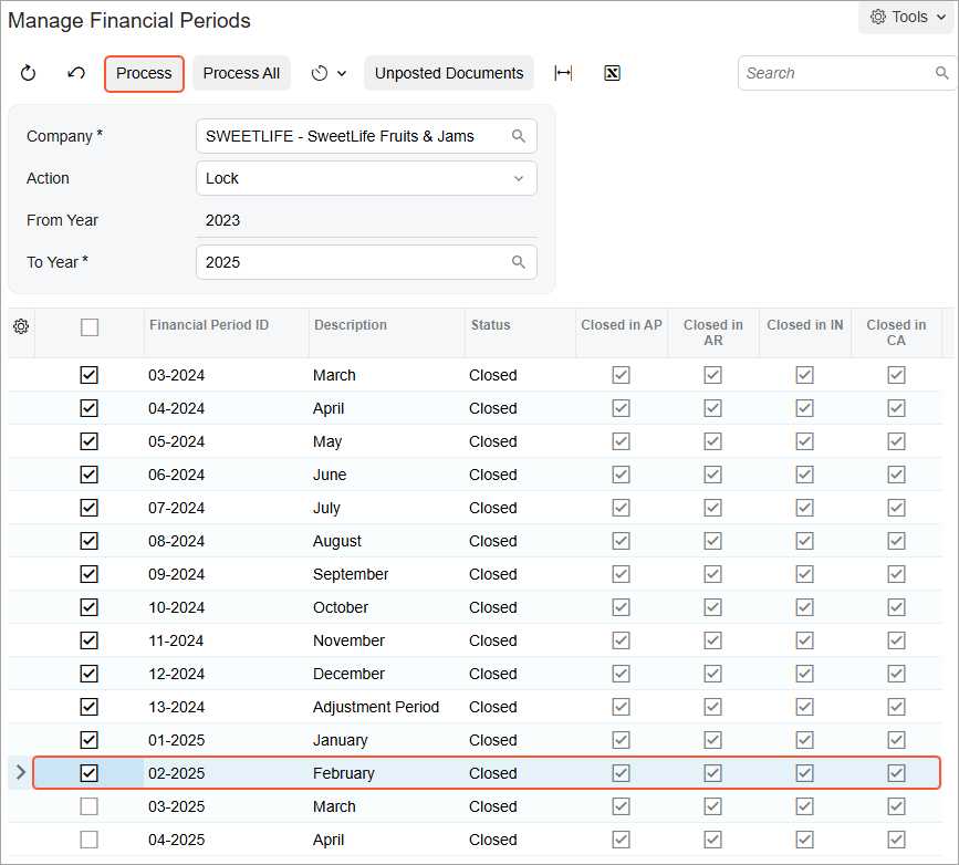 Financial Periods To Lock a Period