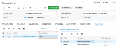 The Window Mode setting of Inline